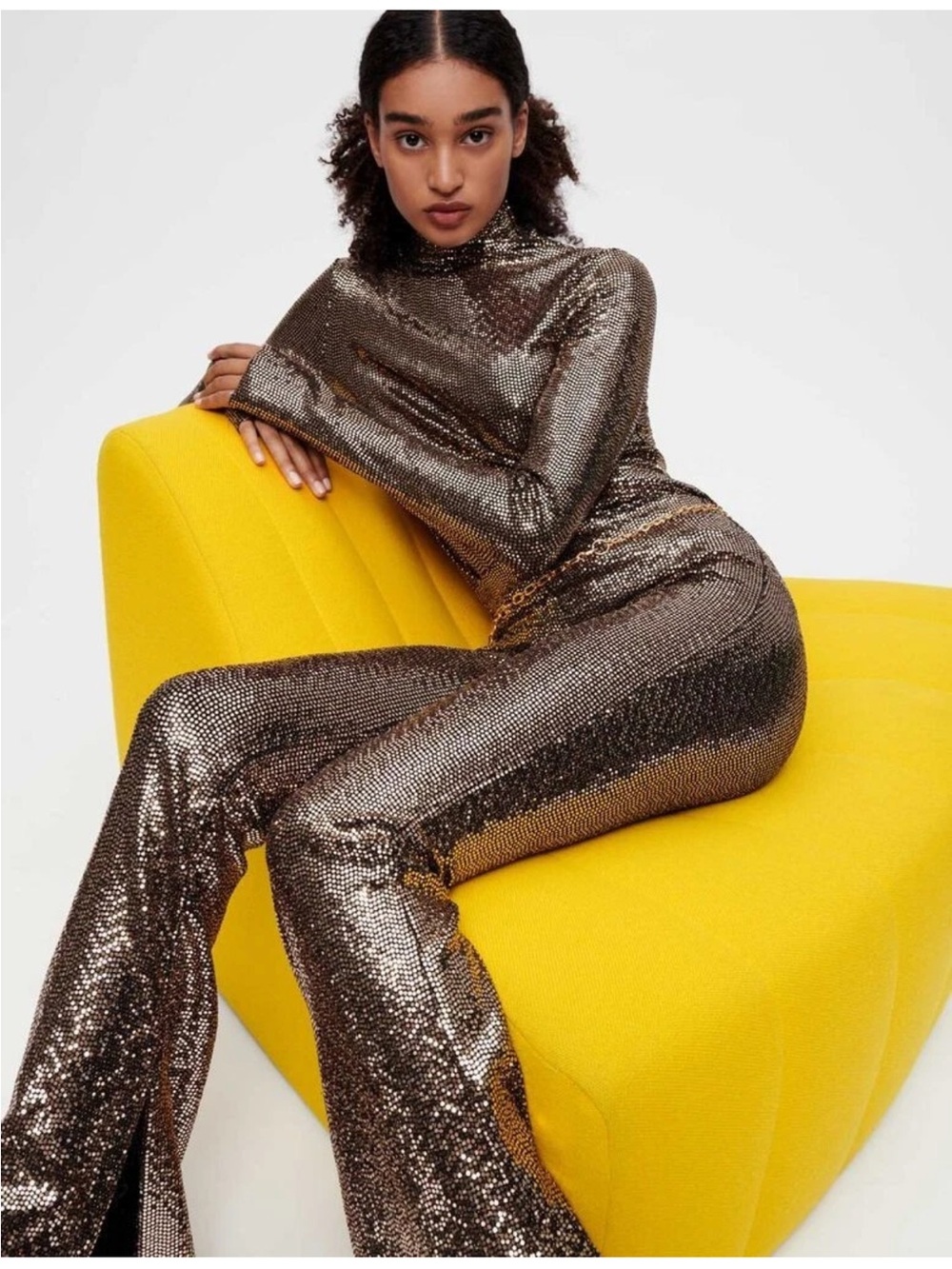 MAJE gold  Sequin Flared beautiful stretchy .pants made in FRANCE NEW UNWORN